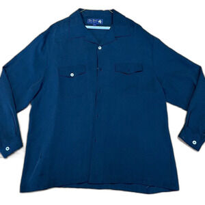 Vintage Nat Nast Black Silk Button Up Long Sleeve Shirt   Men's Size Large